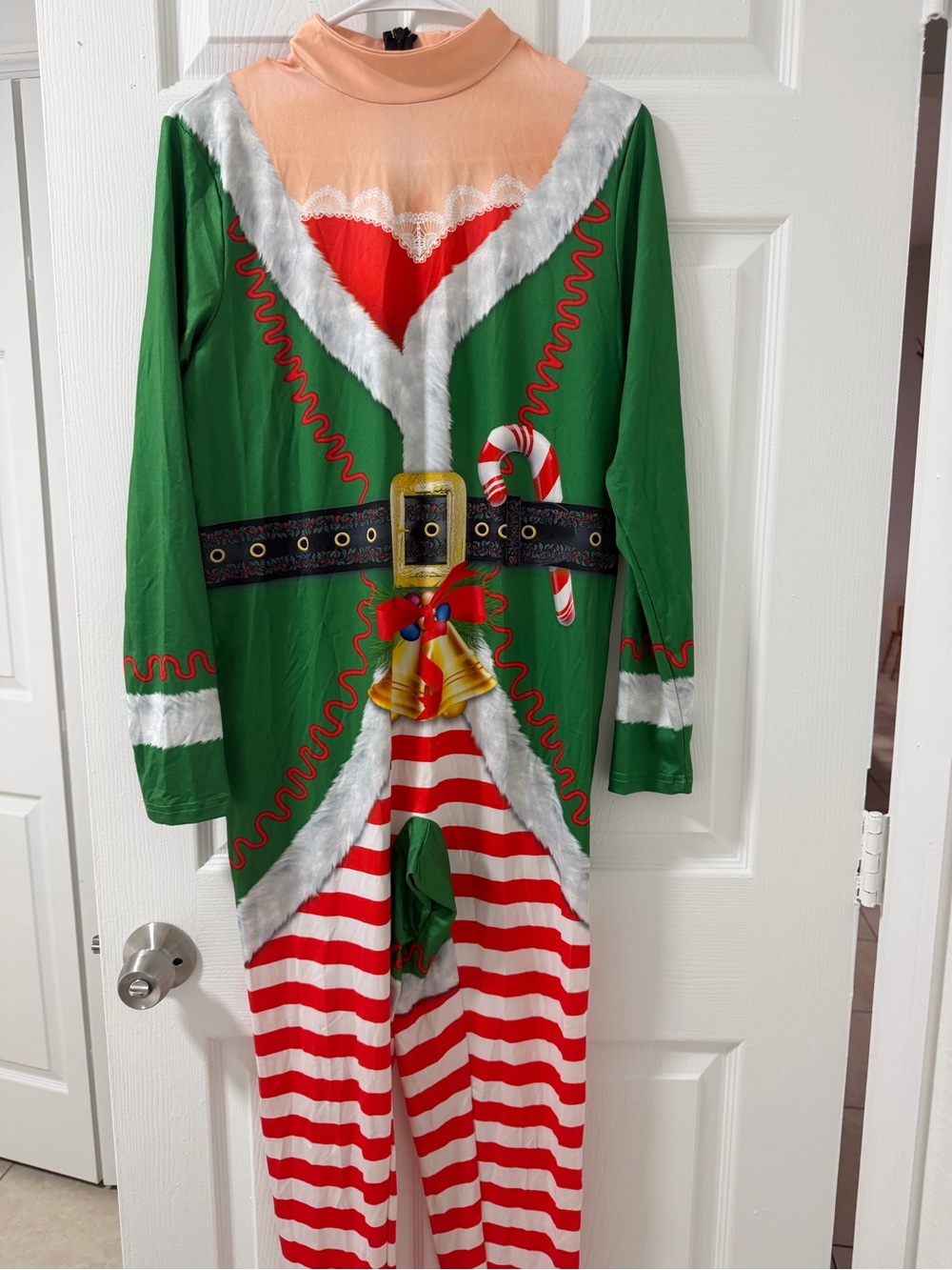 Elf-Inspired Kids Costume Jumpsuit - Green & Red